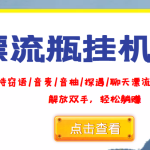 外面收费688的漂流瓶全自动挂机项目，号称单窗口稳定每天收益100+