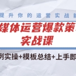 全媒体运营爆款策划实战课：案例实操+模板总结+上手即用（111节课时）