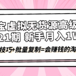 淘宝虚拟无货源高级班【第21期】月入1W+运营技巧+批量复制=会赚钱的淘宝店