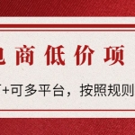 电商低价赔FU项目：一天几百+可多平台，按照规则合规操作！