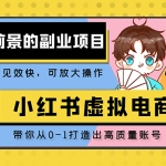 小红书蓝海大市场虚拟电商项目，手把手带你打造出日赚2000+高质量红薯账号